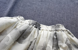 Chân váy linen lưng thun in hoa màu nước - NU9899