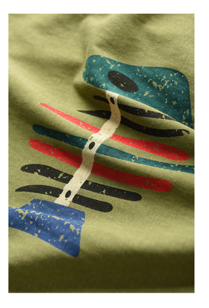 Áo T-shirt ngắn tay cổ tròn in xương cá retro - NU10438