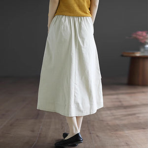 Chân váy linen lưng cao khuy cài kiểu xếp tầng - NU8951