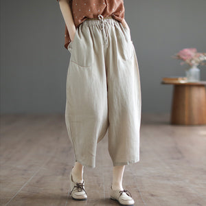 Quần baggy linen lưng thun túi bo tròn - NU9853