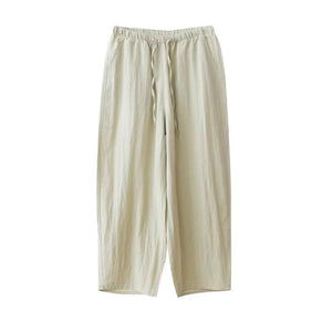 Quần baggy linen lưng thun dây rút ống đứng túi chéo - Q268