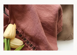 Áo T-shirt linen sát nách cổ tròn khuy cài form rộng - NU9052