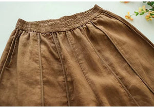 Quần baggy linen lửng lưng thun gân nổi - NU9967