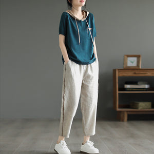 Quần baggy linen lưng thun phối line nổi - NU8723