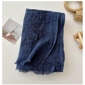 Khăn quàng linen retro in hoa văn trừu tượng - NU9264