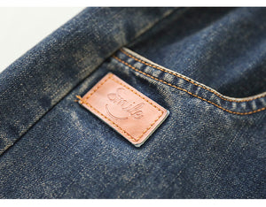 Chân váy denim lưng thun hai túi chéo đính khuy - NU9792