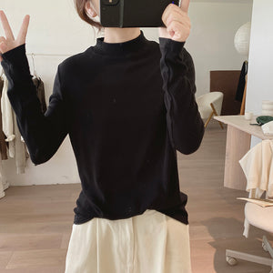 Áo T-shirt dài tay cổ đứng đơn sắc - A550