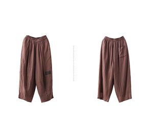 Quần baggy linen lưng thun một túi sau phối mảnh vải - NU9836
