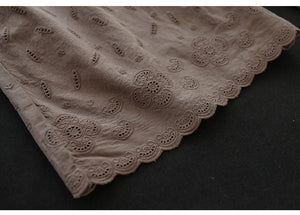 Quần baggy linen lửng thêu hoa văn retro - Q180