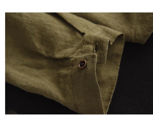 Áo sơ mi linen dài tay cổ đức hai túi vuông form rộng - NU9137