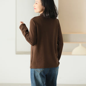 Áo T-shirt dài tay cổ đứng đơn sắc - NU9555