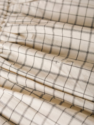 Quần baggy linen lưng thun ống bo chun kẻ caro - NU10265