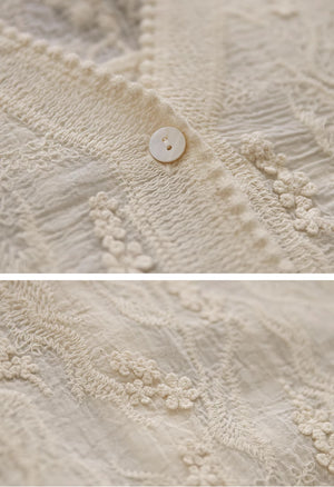 Áo khoác cardigan retro ngắn tay cổ V thêu hoa văn - NU8870