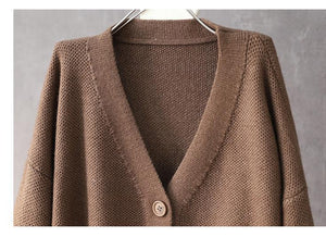 Áo khoác cardigan len đan dài tay cổ V hai túi - NU9194