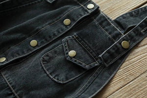 Đầm yếm denim một túi khuy cài - NU9919