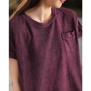 Áo T-shirt sát nách cổ tròn một túi nhỏ - A826