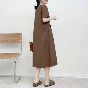 Đầm liền retro ngắn tay cổ V phối caro - NU9893