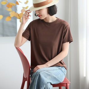 Áo T-shirt ngắn tay cổ tròn một màu - NU00002