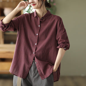 Áo sơ mi linen dài tay kẻ sọc đứng cổ pipi - NU4423