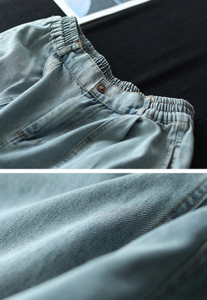 Quần baggy denim lưng thun khuy cài hai túi chéo - Q173