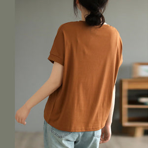 Áo T-shirt ngắn tay cổ tròn đính C - NU9834