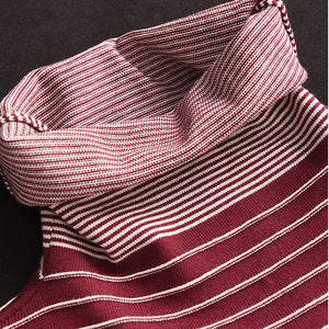 Áo T-shirt dài tay dệt kim cổ lọ kẻ sọc - A576