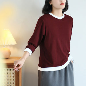 Áo T-shirt dài tay cổ tròn kiểu hai lớp - A175