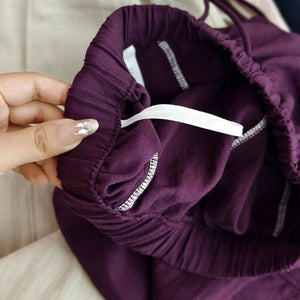 Quần baggy linen lưng thun dây rút ống đứng - Q279