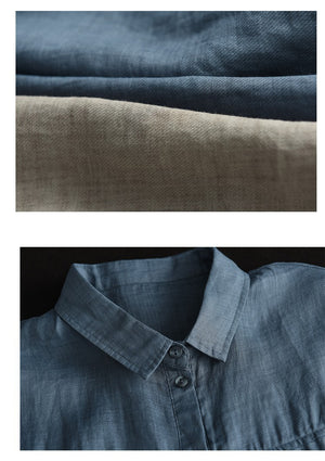 Áo sơ mi linen sát nách cổ đức hai túi vuông lớn - NU9799