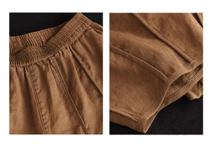 Quần baggy linen lửng lưng thun gân nổi - NU9967