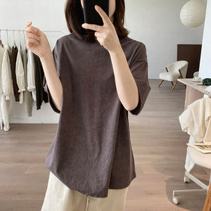Áo T-shirt ngắn tay cổ tròn form dài - NU10177