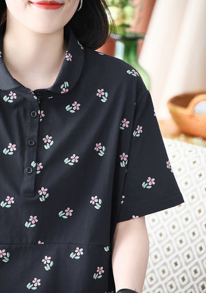 Áo T-shirt ngắn tay cổ pipi in hoa liti - NU8727