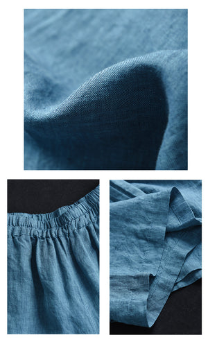 Quần baggy linen lưng thun ống đứng hai túi chéo - NU10446