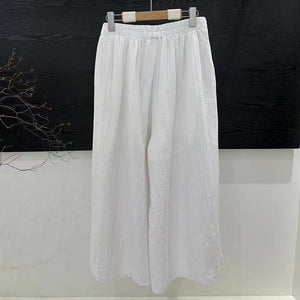 Quần baggy linen lưng thun cạp cao ống rộng - Q103