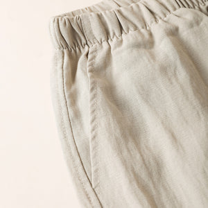 Quần baggy linen lưng thun dây rút ống đứng túi chéo - Q268