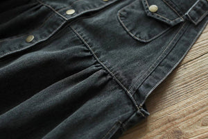 Đầm yếm denim một túi khuy cài - NU9919