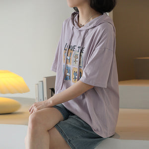 Áo hoodies ngắn tay in những chú mèo - NU10290
