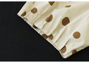 Quần baggy linen lửng lưng thun chấm bi ống đứng - Q144