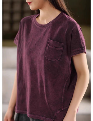 Áo T-shirt sát nách cổ tròn một túi nhỏ - A826