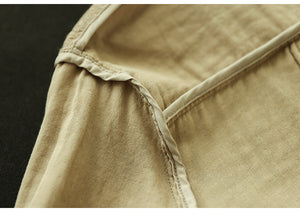 Áo sơ mi linen dài tay cổ pipi thêu hoa lá - NU9688