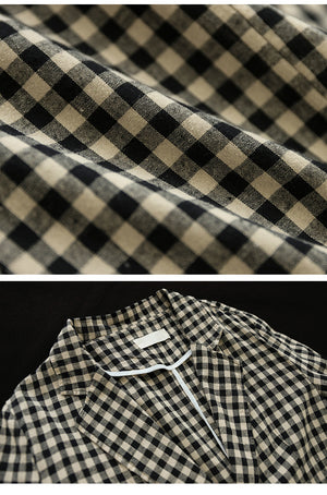 Áo khoác blazer linen dài tay kẻ caro - NU9078