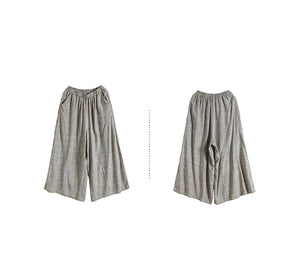 Quần baggy linen lưng thun ống rộng hai túi chéo retro - Q217