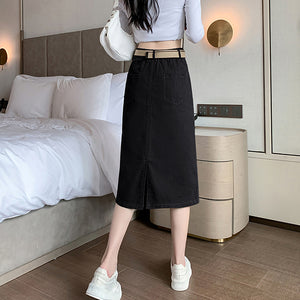 Chân váy retro lưng cao túi vuông kèm thắt lưng - V031