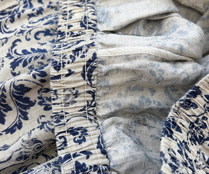 Quần baggy linen lưng thun ống rộng in hoa văn trừu tượng - Q247