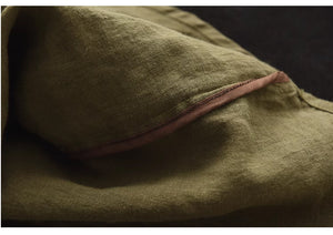 Áo sơ mi linen dài tay cổ đức hai túi vuông form rộng - NU9137