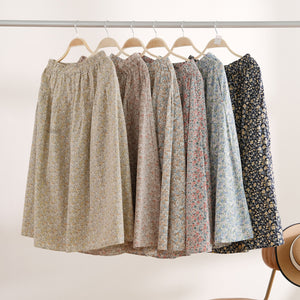 Chân váy linen lưng thun in hoa nhí - V089