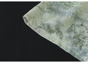 Chân váy linen lưng thun hai lớp in hoa lá - NU10246