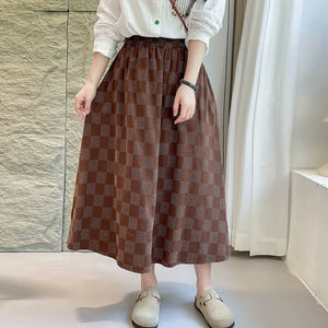 Chân váy kẻ sọc caro bàn cờ lưng thun - NU9717