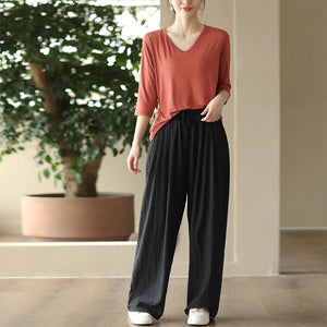 Quần baggy lưng thun dây rút ống rộng hai túi chéo - NU9152