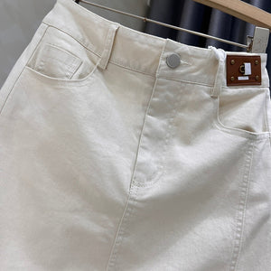 Chân váy retro lưng cao xẻ tà - V046